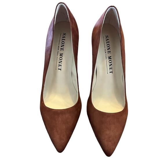 Salone Monet Anita Suede Pumps Classic Timeless Cathedral Heel NEW Size 6.5 - Picture 5 of 11